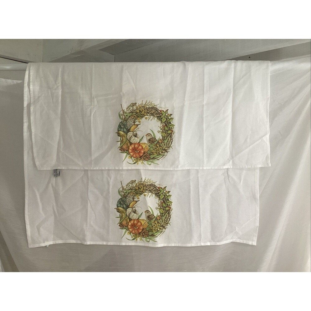 mary lake thompson flour sack towels 28”x28” birds gourds autumn